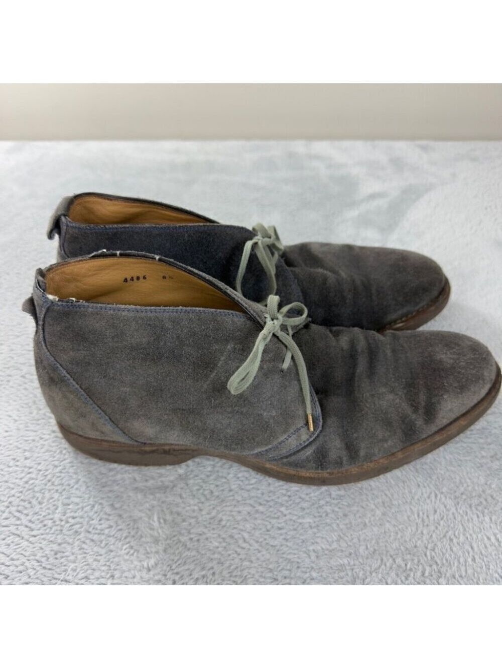 Isaia Napoli Men Sz 8.5 US/7.5 UK/41.5 EU Grey Suede Ankle Boots Made Italy